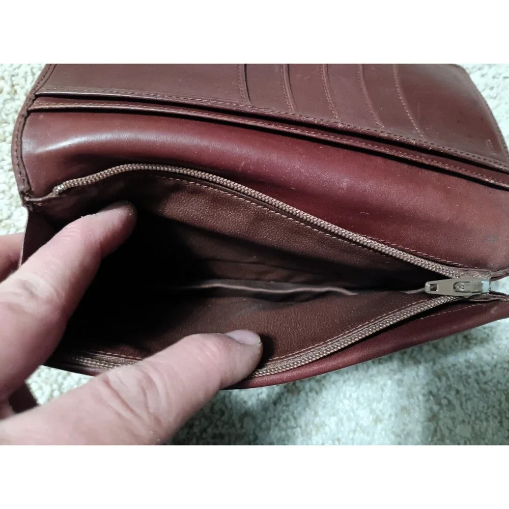 Vintage Polo By Ralph Lauren Tartan Plaid With Brown Leather Long Wallet GUC